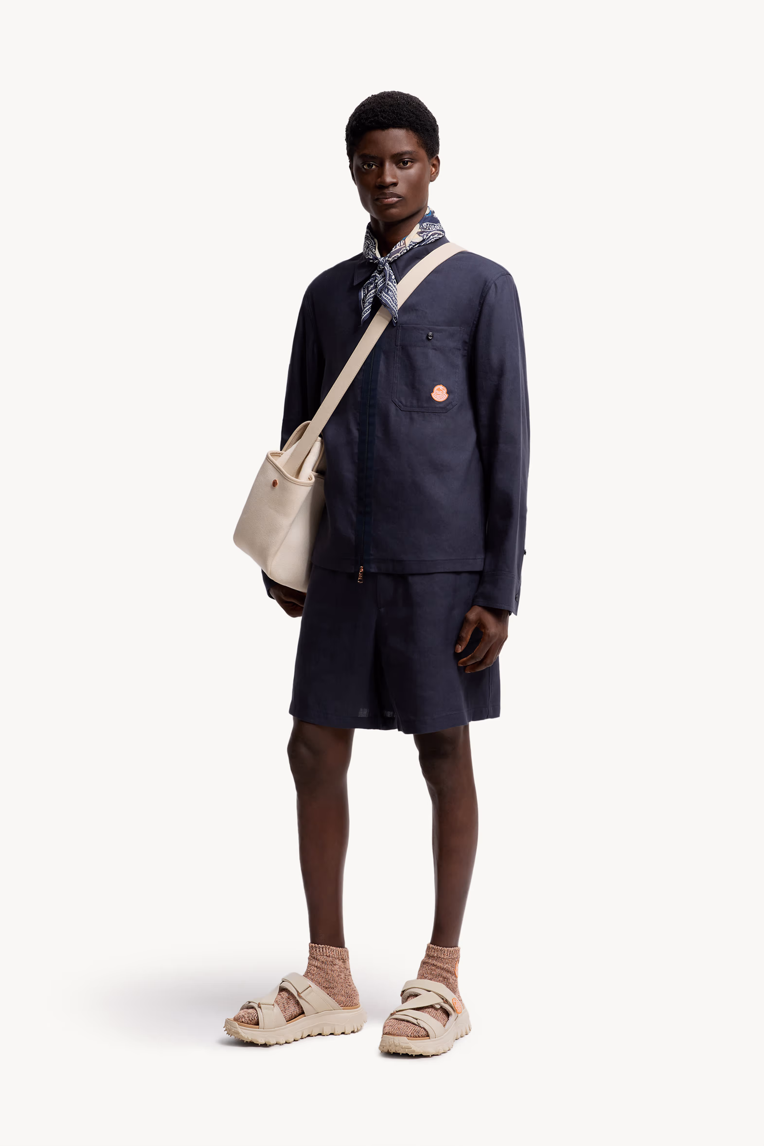 Moncler x Gilga Farm Designed by Donald Glover Linen Blend Shorts Men Navy Blue Moncler 0